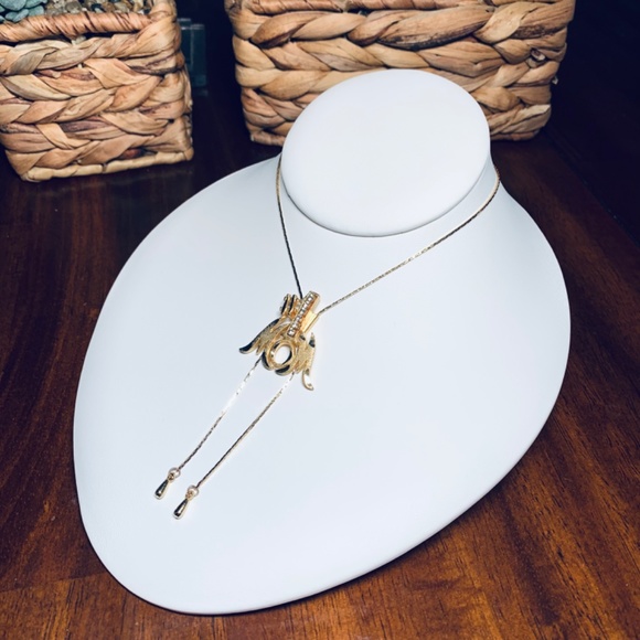 #1 Mom!  Sliding Lariat Brushed Gold and Crystal Pendant Necklace.  32” chain. - Picture 13 of 13